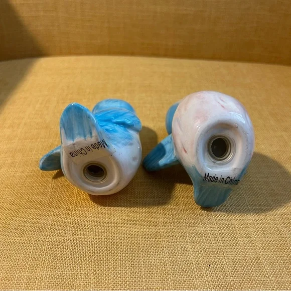 Vintage Bluebird Salt & Pepper Shakers blue white yellow pink anthropomorphic - Picture 4 of 11